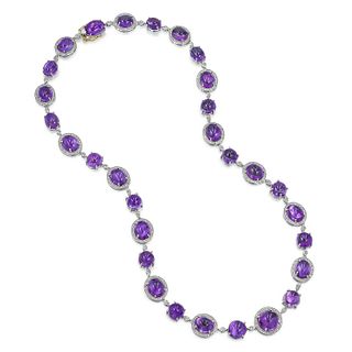 Amethyst and Diamond Long Necklace