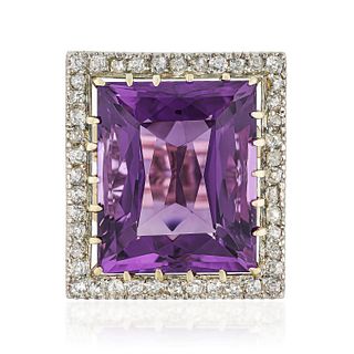 Amethyst and Diamond Gold Cocktail Ring