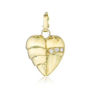 Vintage Heart Shape Diamond Gold Pendant