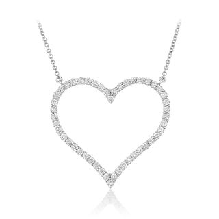 Large Diamond Heart Pendant Necklace