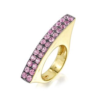 Pink Sapphire Asymmetrical Bar Ring, Italian