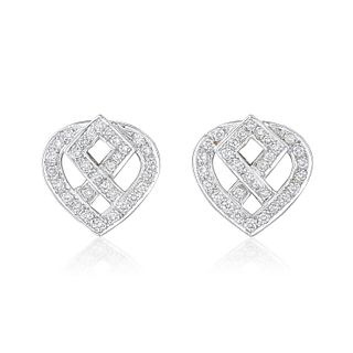 Diamond Heart Clip On Earrings