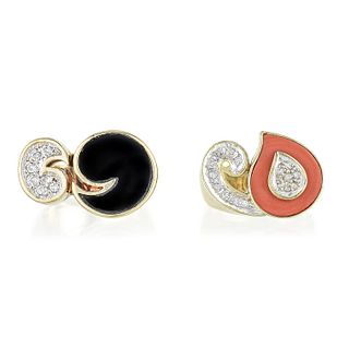 Coral Diamond Ring and Onyx Diamond Ring