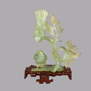 Antique Chinese Carved Serpentine Jade Group