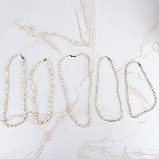 Five Majorca Pearl and Silver Necklaces