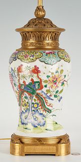 Chinese Famille Rose Ormolu Mounted Porcelain Vase Lamp 
