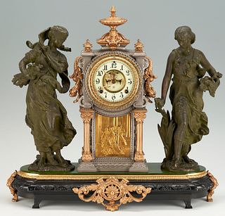 Ansonia Double Figure Clock, Summer & Winter