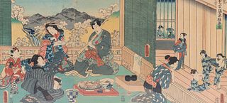 Japanese woodblock Triptych