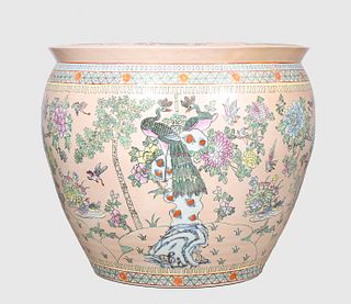Large Chinese Ceramic Famille Rose Fishbowl