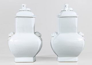 Pair Chinese Ceramic Blanc de Chine Vases