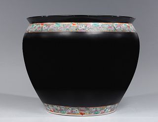 Chinese Black Mirror Glaze Porcelain Fishbowl