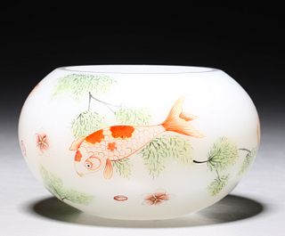 Chinese Hand Painted Glass Bowl