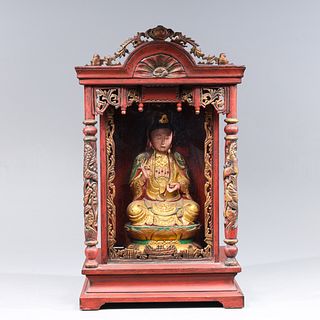 Chinese Shrine with Carved Figure