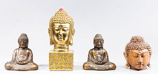 Group of Four Vintage Carved Buddha
