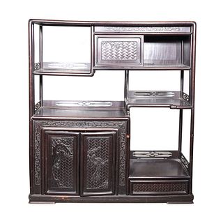 Antique Chinese Carved Etagere