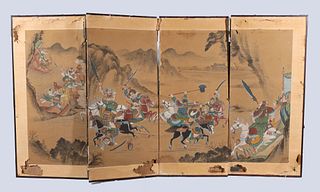 Chinese Painting mounted as Four-Panel Screen