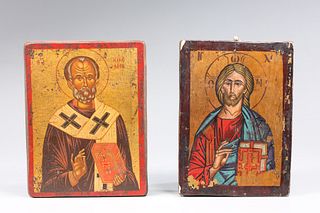 Group of Two Antique Gilded Russian Icons