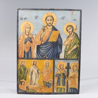 Large Vintage Hand Painted Icon