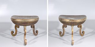 Pair Continental Brass Warming Chairs