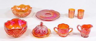 Group of Eight Antique Carnival Glass