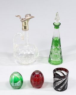 Group of Five Vintage Glass Decanters, Eggs