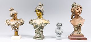 Group of Four Antique Cast Metal Busts