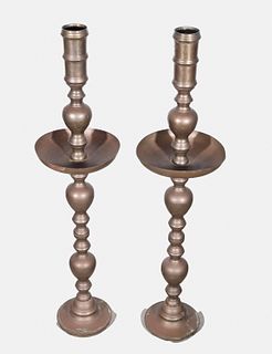 Pair Vintage Brass Candle Stands