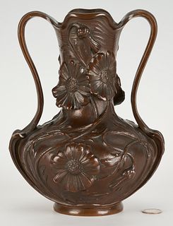 Tiffany & Co. Retailed K.K. Kunst Erzgiesserei Art Nouveau Bronze Vase