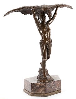 Ludwig Graefner Bronze Sculpture, The Falconer