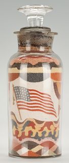 Andrew Clemens Labeled Sand Art Bottle, Flag Design
