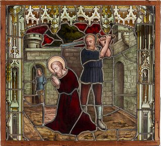 European Gothic Style Stained Glass Window, Execution Scene