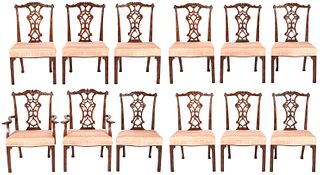 Set of 12 English Chippendale Style Mahogany Chairs