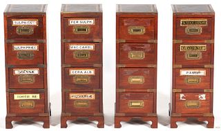 Set of 4 Campaign - Apothecary Style Cabinets