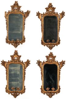 Suite of 4 Rococo Style Giltwood Mirrors