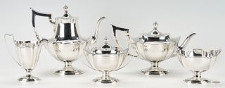 5 Pcs Gorham Plymouth Sterling Silver Tea Set