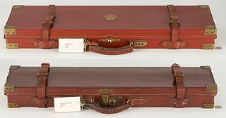 2 Early 20th Custom Leather Gun Cases Fitted For Big Game Rifles