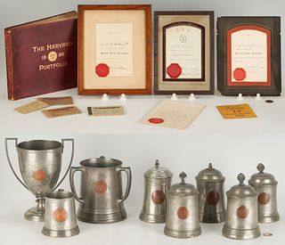Collection 8 Harvard Trophy Cups and Ephemera incl. Ellery Clark