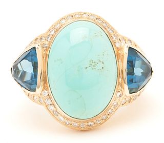 18K Diamond & Gemstone Ring