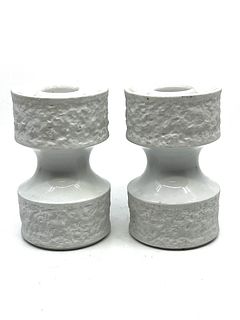 Pair of White Porcelain candle holders Bavaria