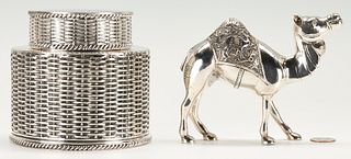 2 Silver Items, incl. Dromedary Camel & Basket Style Box