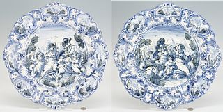 Pair of Delft Style Faenza Italian Chargers