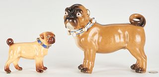 2 Continental Ceramic Pug Dogs