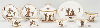 English Classical Theme Gilt Porcelain Partial Dessert Set