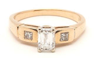 14K Emerald Cut Diamond Ring