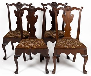 PHILADELPHIA, PENNSYLVANIA CHIPPENDALE MAHOGANY SIDE CHAIRS, ASSEMBLED SET OF FOUR