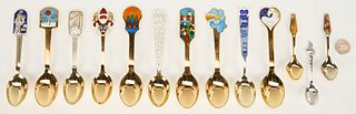 10 Michelsen Gilded Sterling Christmas Spoons, 1934-1988 plus 3 Assorted