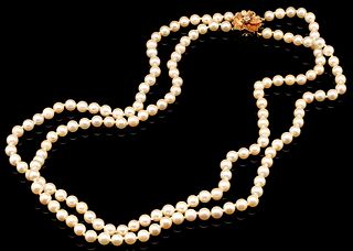 14K Double Row Pearl Necklace