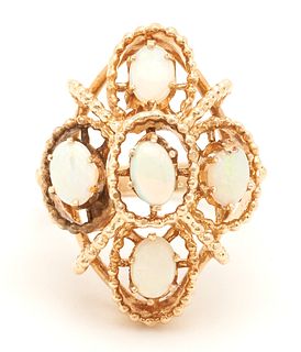 Ladies 14K Gold & Opal Cocktail Ring