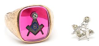 Masonic Ring and Pin, 2 items