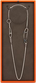 Hermes Sterling Long Chain Link Necklace